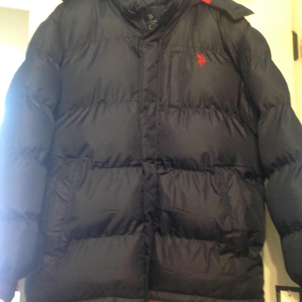 Navy blue Male Polo puffer coat
